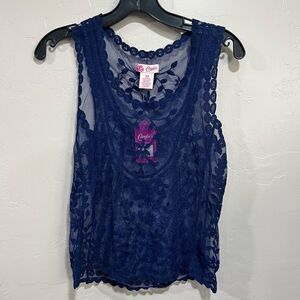 New Britney Spears Candies Collection XS Navy Lace Tank